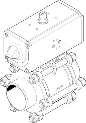 Festo 1810740 / VZBA-4-WW-63-T-22-F10-V4V4T-PP240-R-90-C Ball Valve Actuator Unit