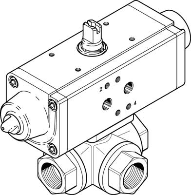 Festo 1915751 / VZBA-2-GGG-63-32T-F0507-V4V4T-PS90-R-90-4-C Ball Valve Actuator Unit