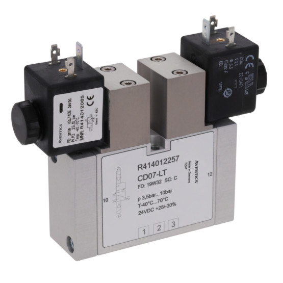 Aventics CD07-LT-3/2-NC-DO-024VDC-WMO-I-FLG-T-RAIL Electric and Pneumatic Actuated Directional Valve