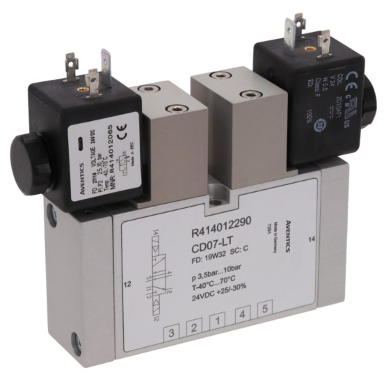 Aventics CD07-LT-5/2-NC-DO-024VDC-WMO-I-FLG-T-RAIL Electric and Pneumatic Actuated Directional Valve