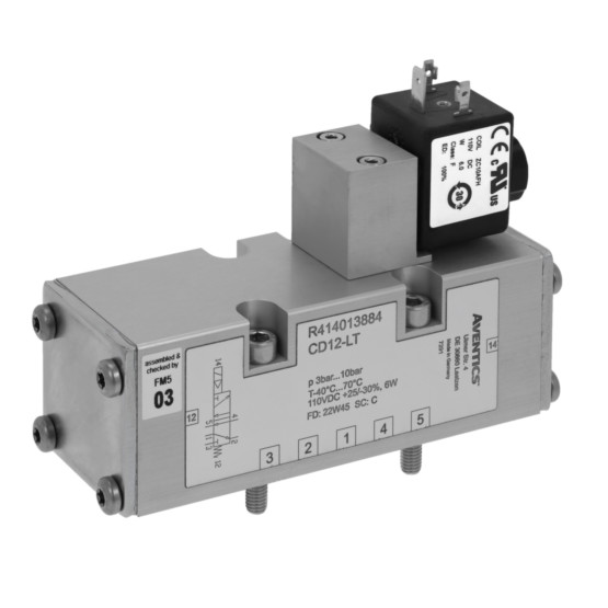 Aventics CD12-LT-5/2-NC-SR-110VDC-WMO-E-FLG-RAIL Electric and Pneumatic Actuated Directional Valve
