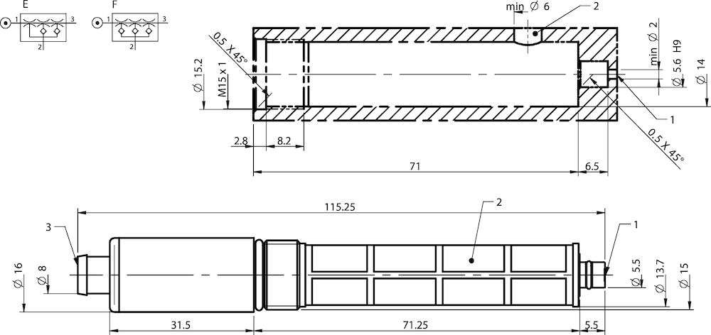 Piab COAX® cartridge MINI Pi12-3, holding cap with silencer, vacuum filter
