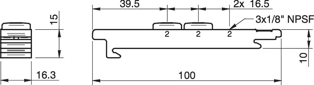 Piab Connection module P3010, vacuum 3 x 1/8 NPSF