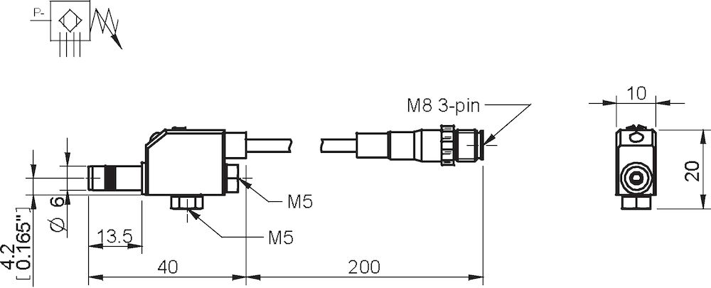 Piab Vacuum switch, adjustable, PNP NO LM8