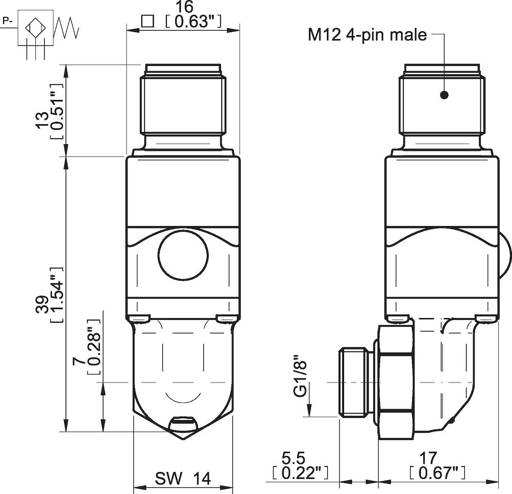 Piab Vacuum Switch VS4128 15 -inHg, M12 PNP NO