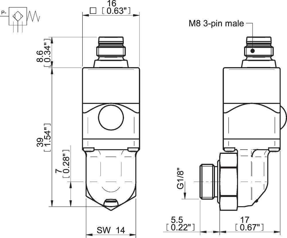 Piab Vacuum Switch VS4118 9 -inHg, M8 PNP/NPN NO/NC