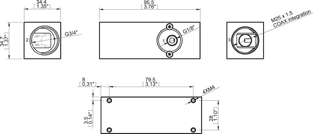 Piab Body for COAX® MIDI cartridge Inline
