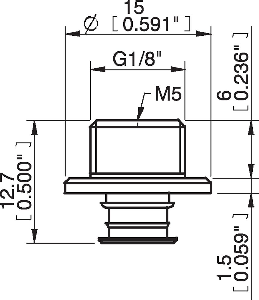 Piab Fitting G1/8 male/M5 female, with dual flow control valve