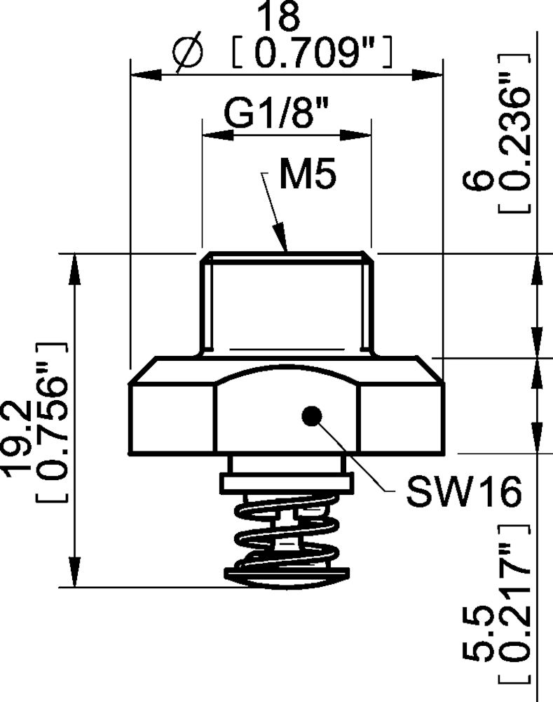 Piab Fitting G1/8 male/M5 female, with cone valve