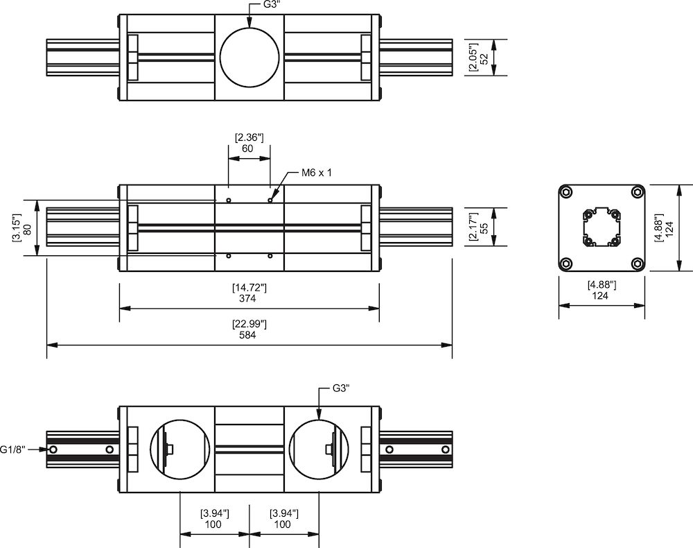 Piab Reverse valve for blowers and Large area grippers, 3 connections, G 3