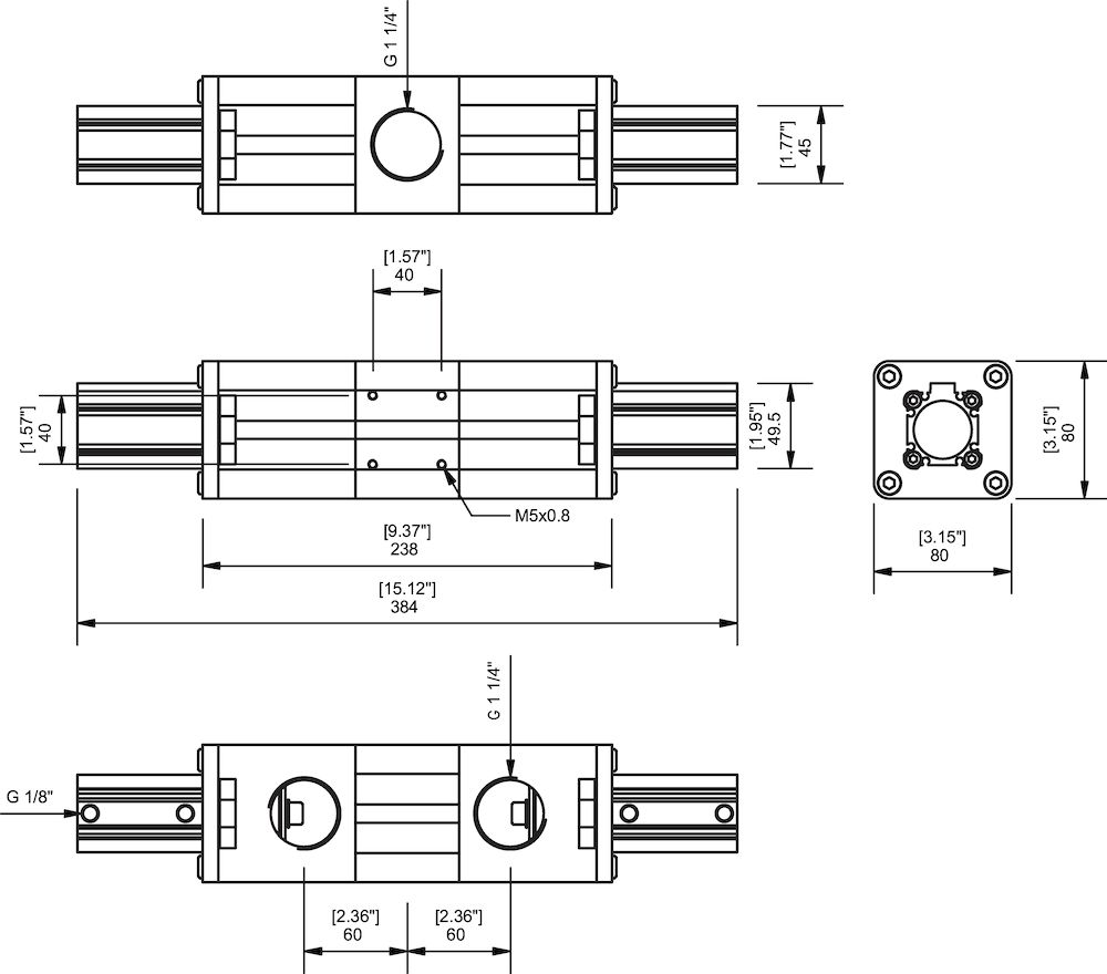 Piab Reverse valve for blowers and Large area grippers, 3 connections, G 1 1/4