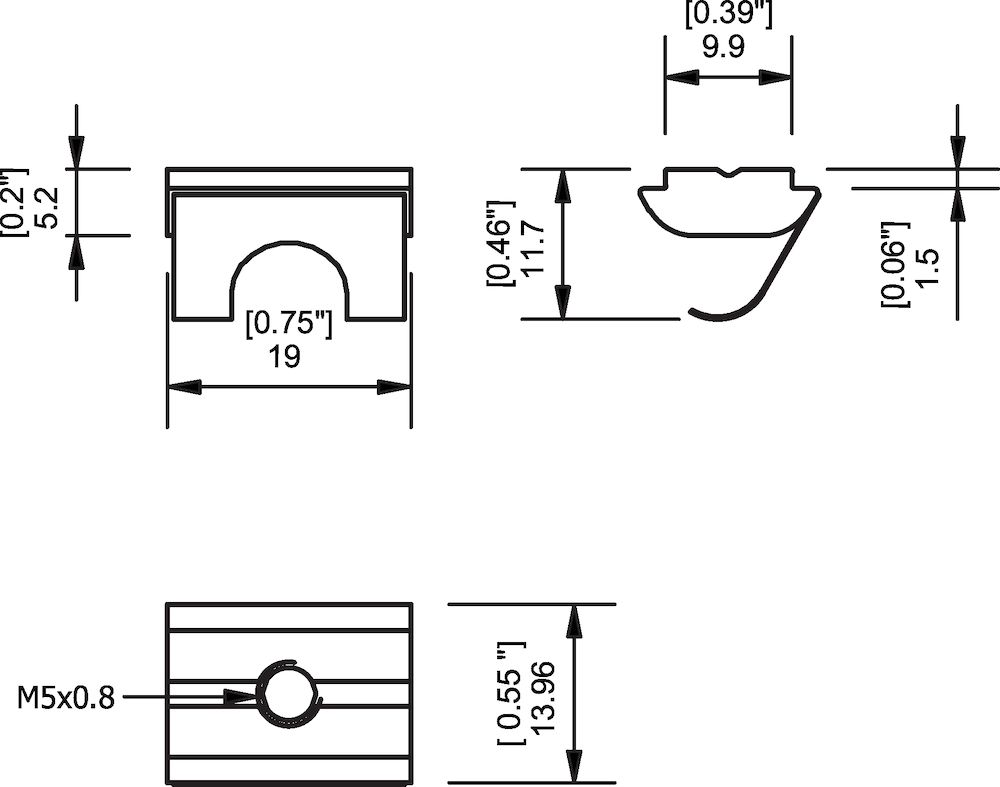 Piab T-slot nut kit M5 - 10mm - 4pcs - KVG120 and KVG150