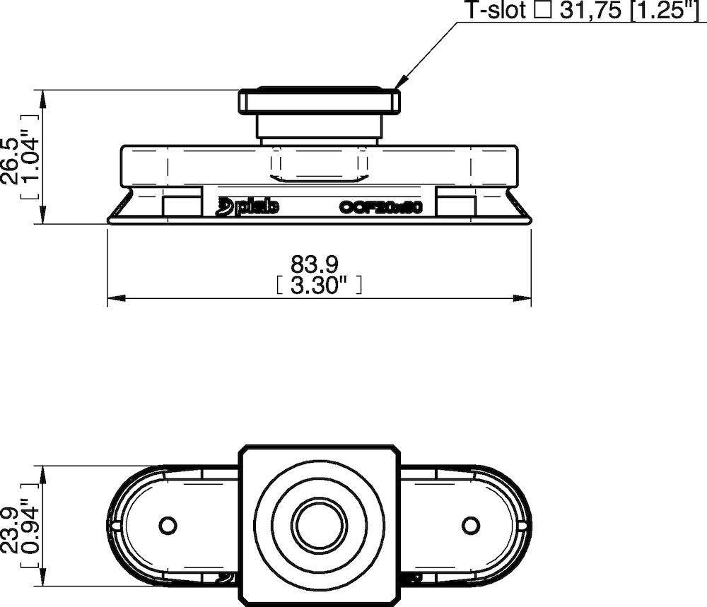 Piab Suction cup OCF20x80 Polyurethane 55/60, T-slot with mesh filter