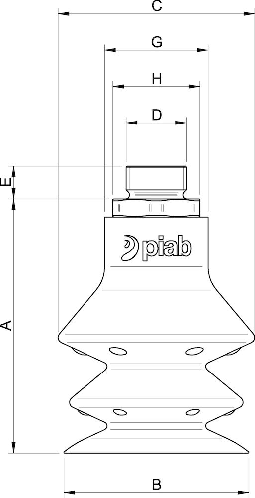 Piab Suction cup F-BX50 Silicone G1/4 male ss