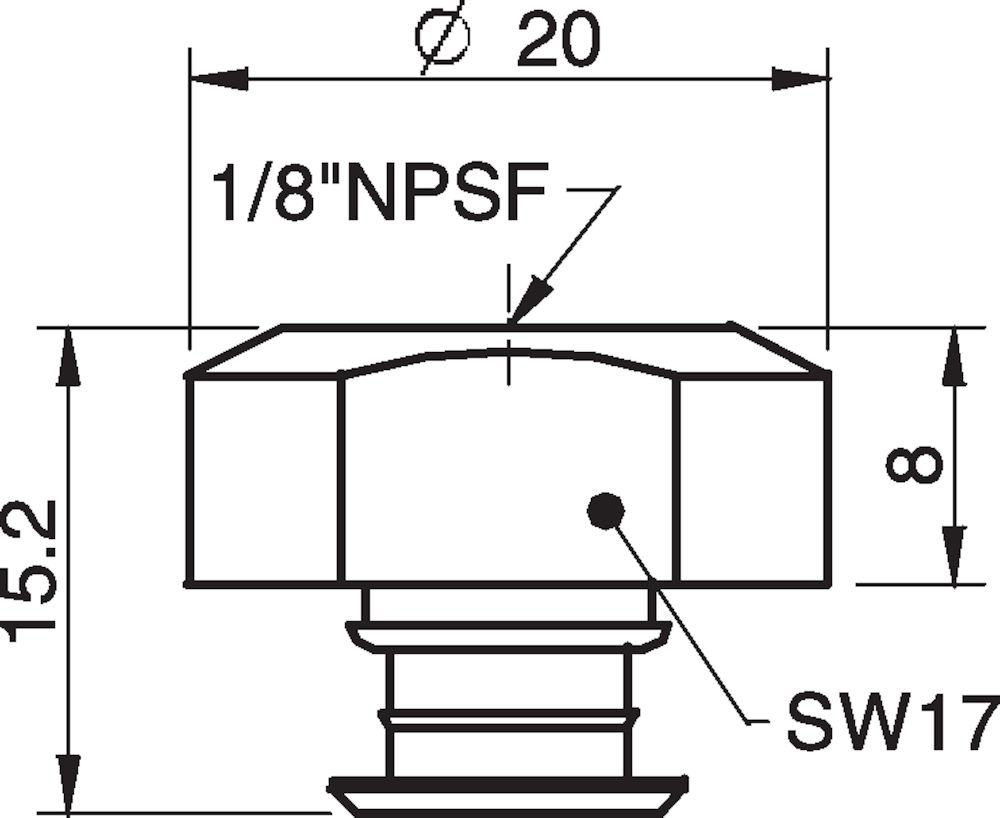 Piab Fitting 1/8 NPSF female, 30–40, with dual flow control valve