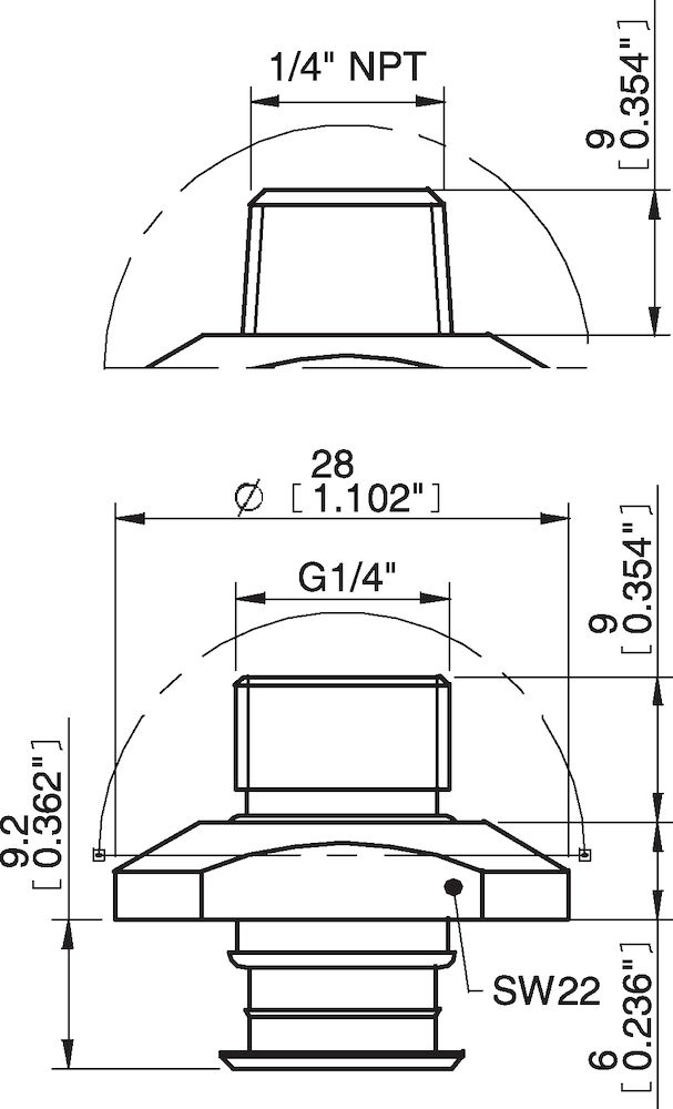Piab Fitting G1/4 male, with dual flow control valve
