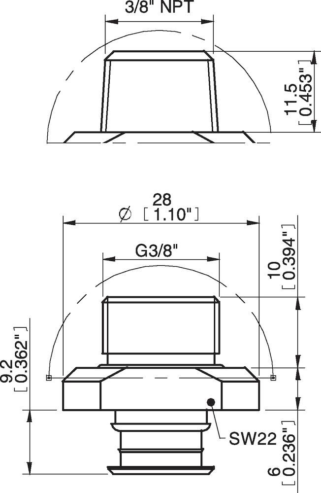 Piab 05DE / 3251016 Fitting 3/8" NPT male, with dual flow control valve
