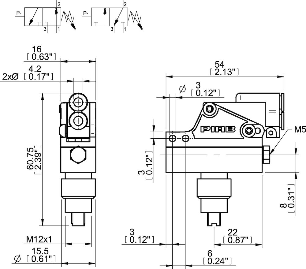 Piab Vacuum switch, pneumatic, adjustable with screw and knob (NC)