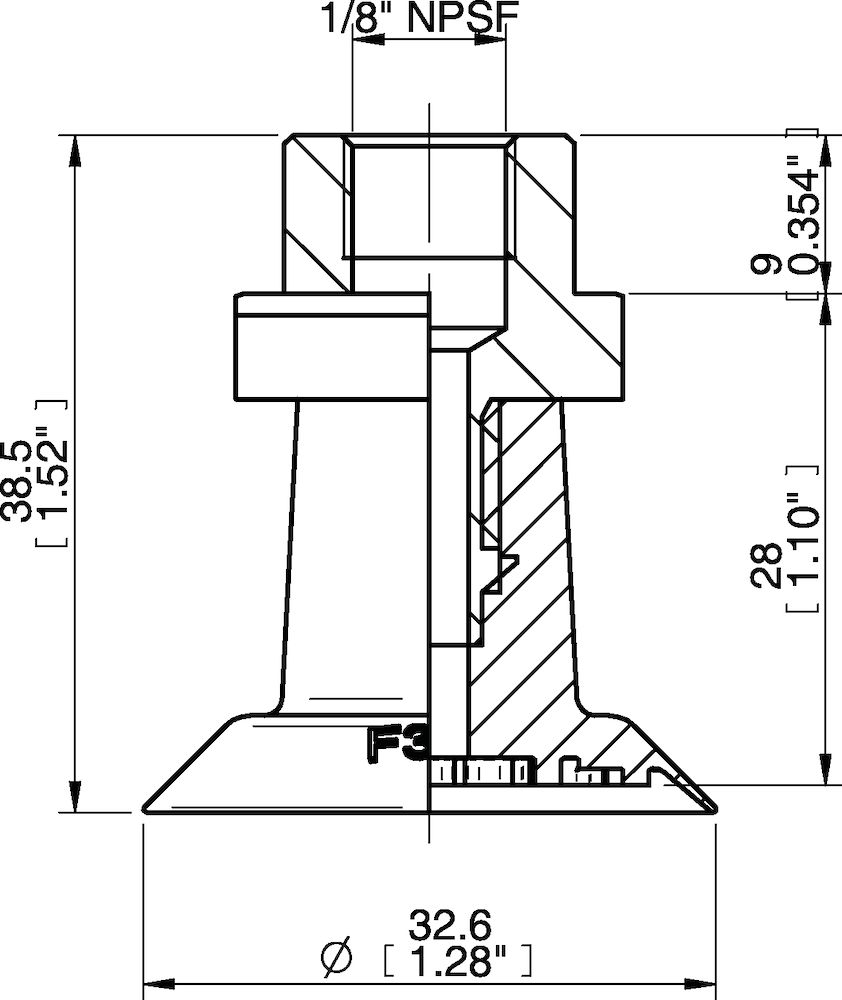 Piab Suction cup F33 Silicone FCM, 1/8 NPSF female