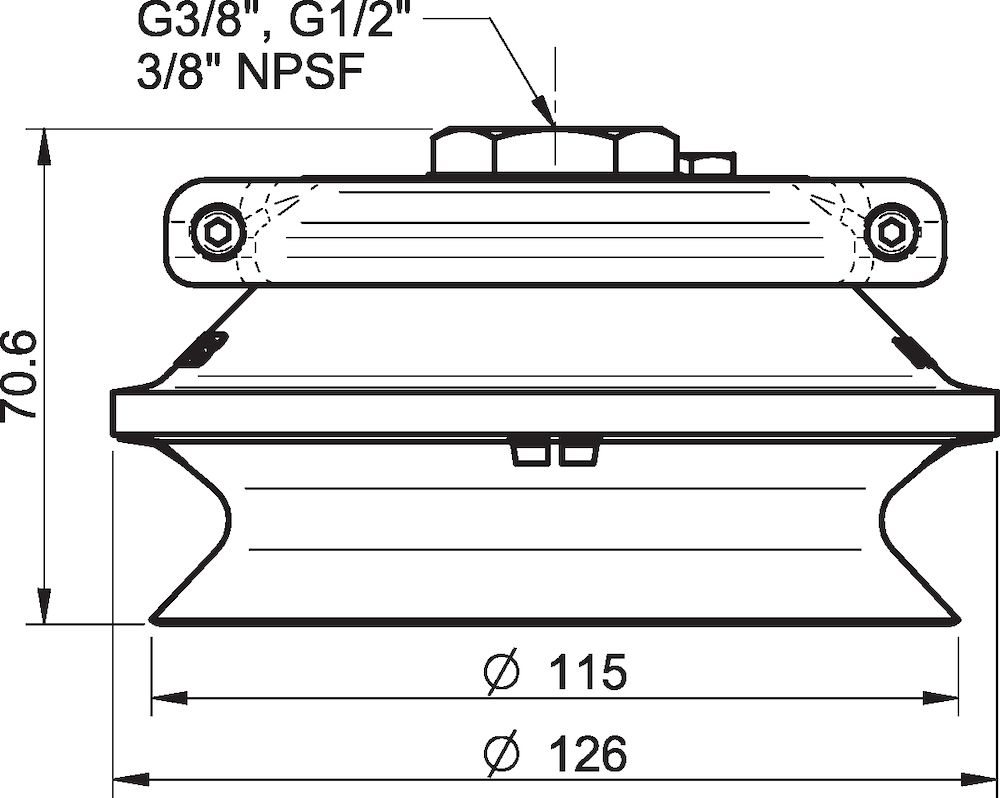 Piab Suction cup B110-2 Silicone, 3/8 NPSF female, clamp ring with mesh filter