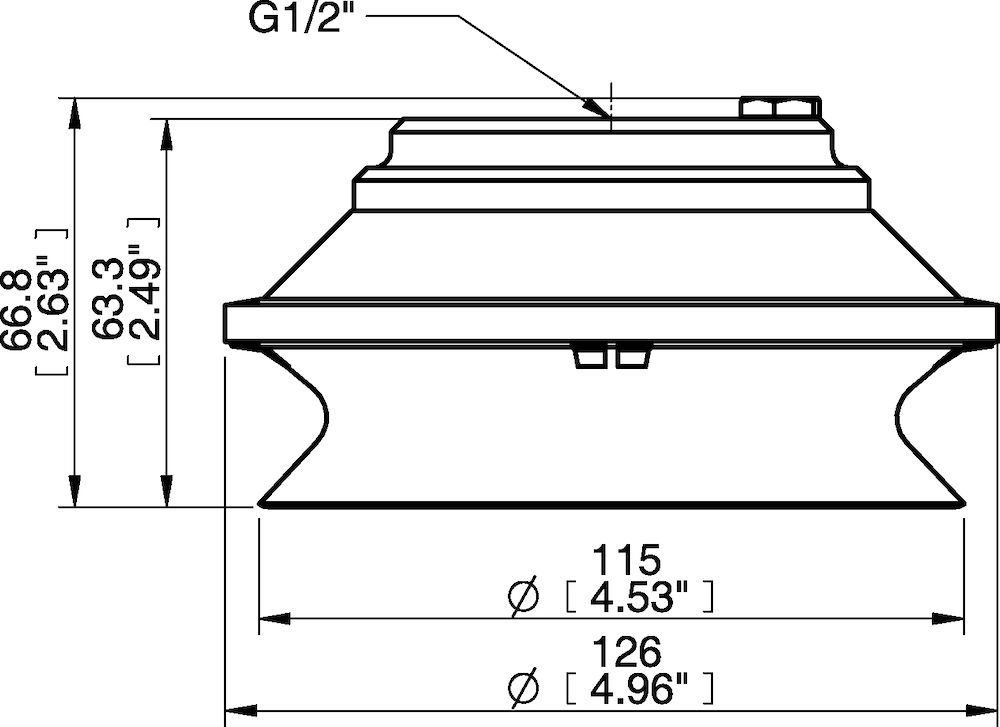 Piab Suction cup B110-2 Silicone, G1/2 female Al, with mesh filter