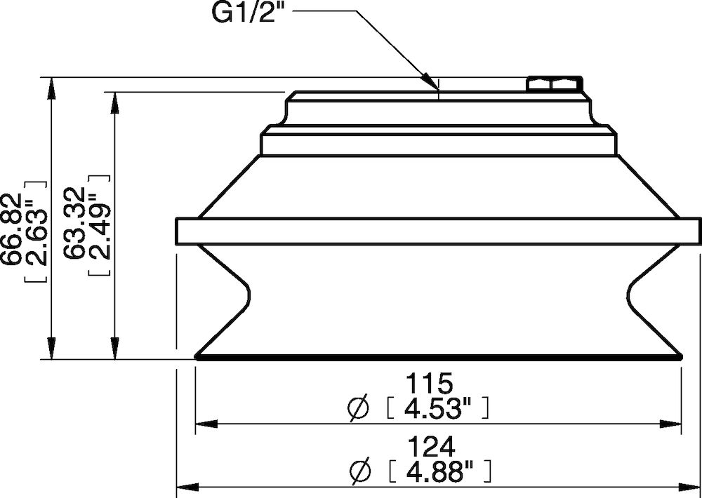 Piab Suction cup B110 Silicone, G1/2 female Al, with mesh filter