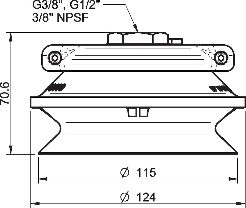 Piab Suction cup B110 HNBR, G1/2 female, clamp ring with mesh filter