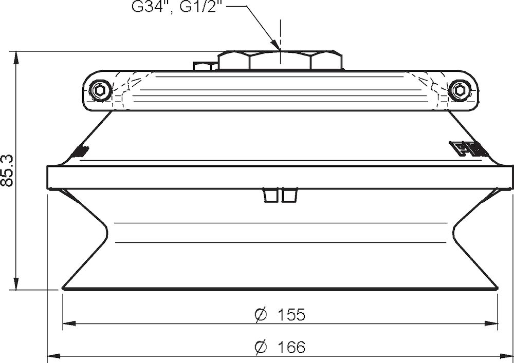 Piab Suction cup B150 Silicone, G1/2 female, clamp ring with mesh filter