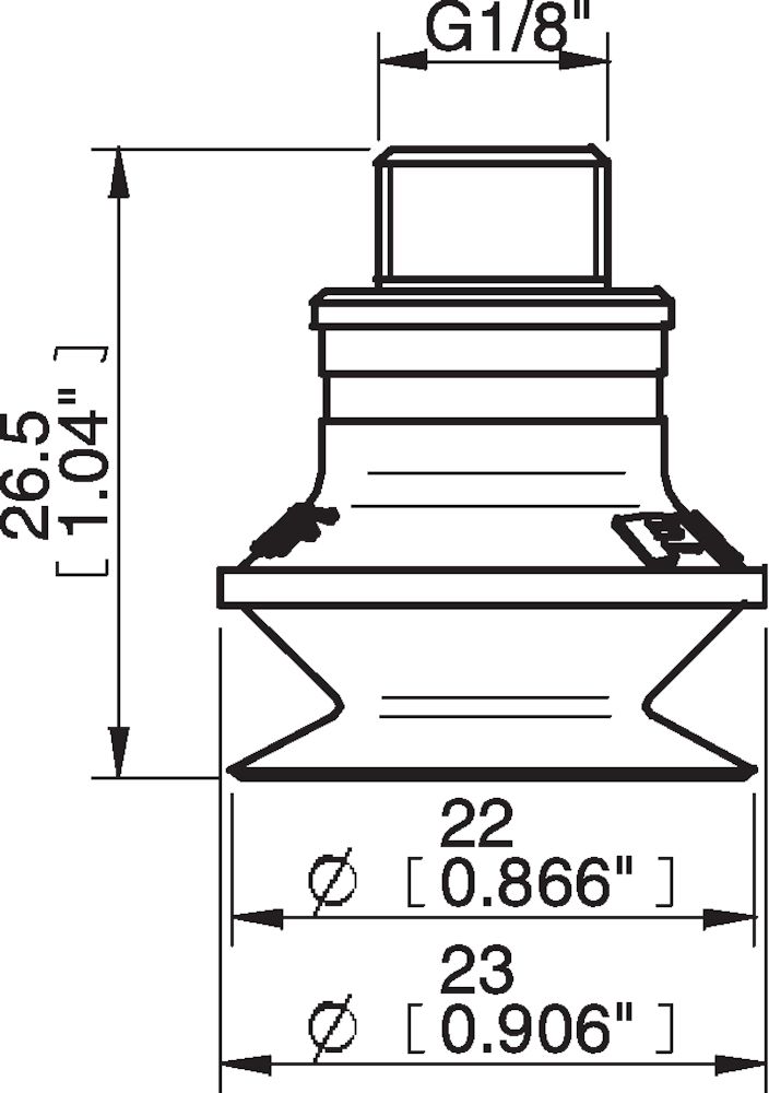 Piab Suction cup B20MF Thermoelastic polyurethane, G1/8 male/M5 female