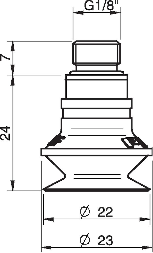 Piab Suction cup B20MF Thermoelastic polyurethane, G1/8 male, with dual flow control valve