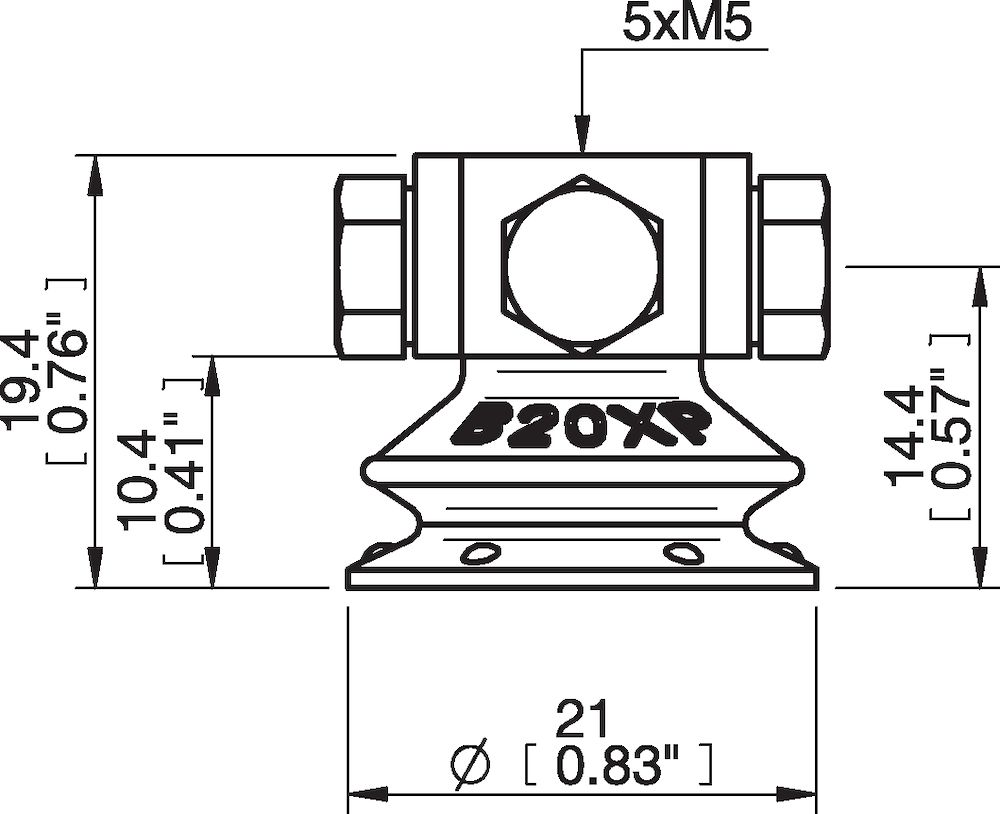 Piab Suction cup B20XP Polyurethane 30/60, 5xM5 female