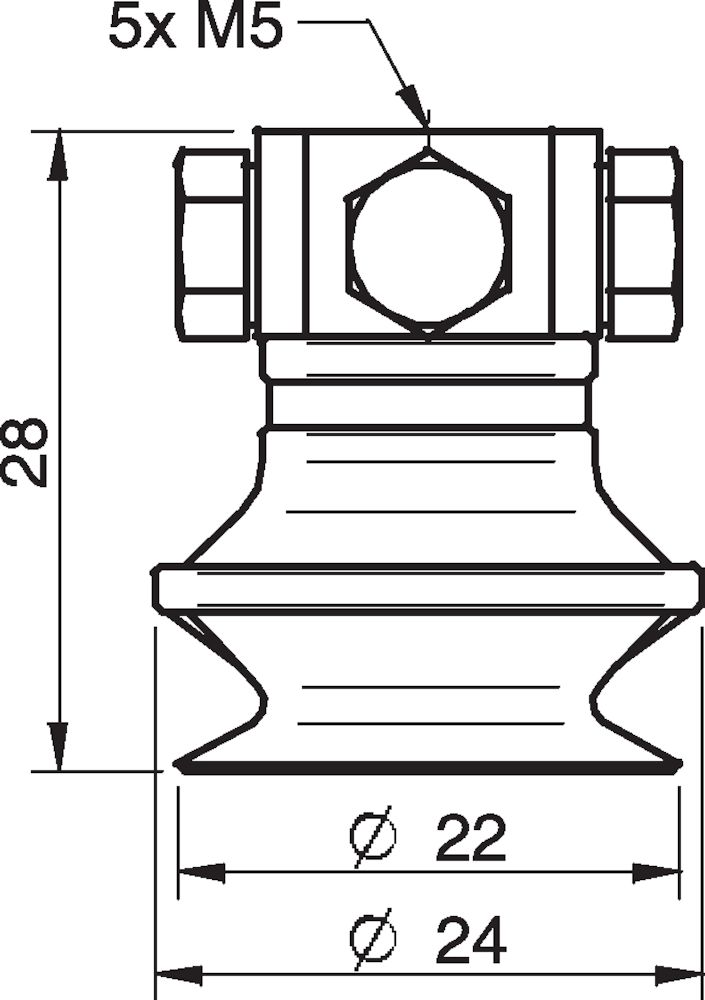 Piab Suction cup B20 HNBR, 5xM5 female