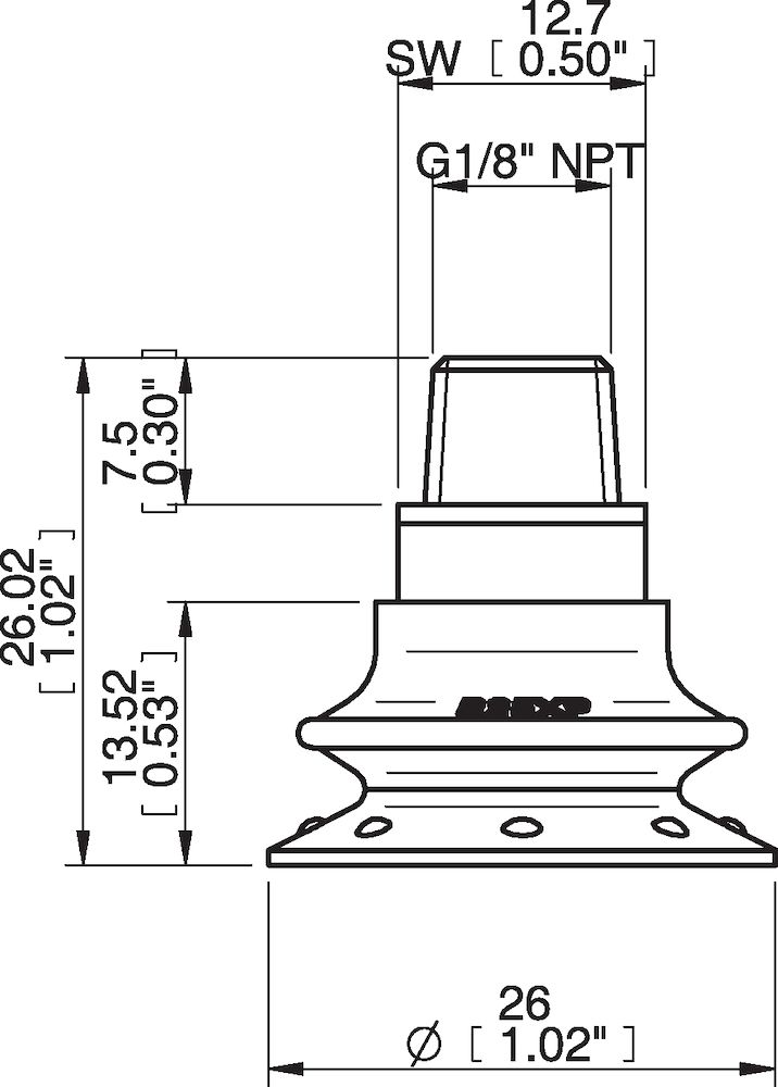 Piab Suction cup B25XP Polyurethane 60, 1/8 NPT male with mesh filter