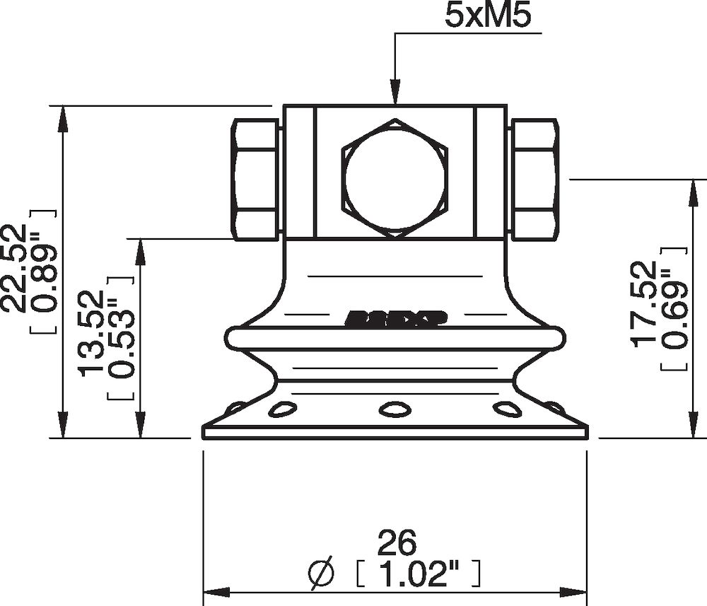 Piab Suction cup B25XP Polyurethane 60, 5xM5 female