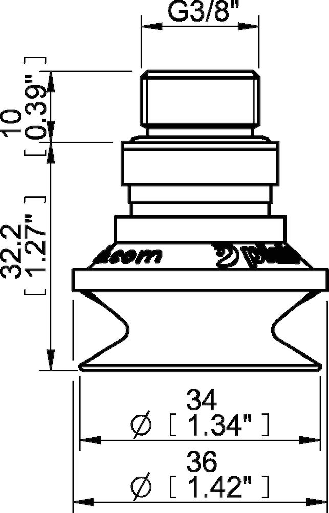 Piab Suction cup B30-2 HNBR, G3/8 male, with mesh filter