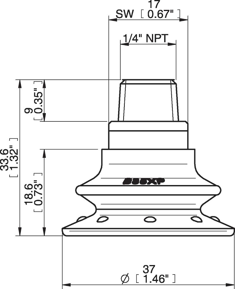 Piab Suction cup B35XP Polyurethane 30/60, 1/4 NPT male with mesh filter