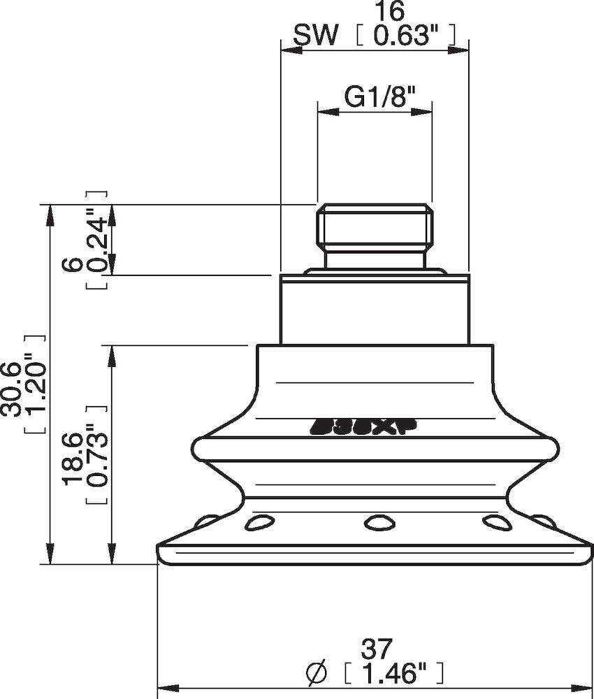 Piab Suction cup B35XP Polyurethane 30/60, G1/8  male with mesh filter
