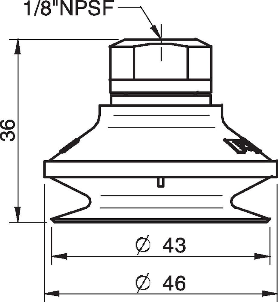 Piab Suction cup B40 Chloroprene, 1/8 NPSF female, with dual flow control valve