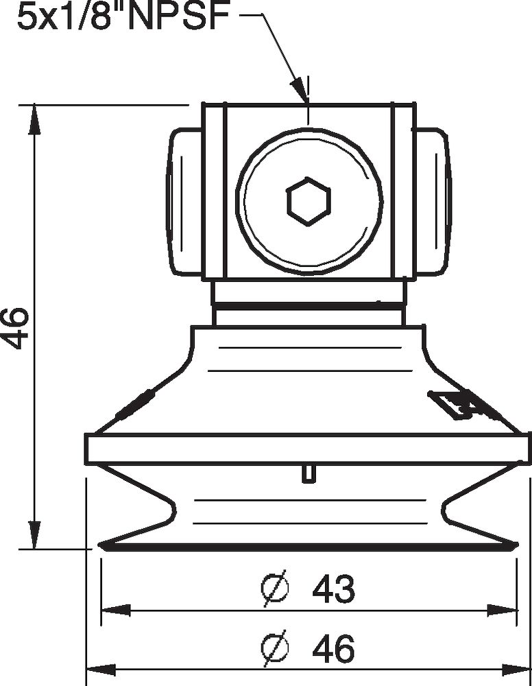 Piab Suction cup B40 Silicone, 5x1/8 NPSF female
