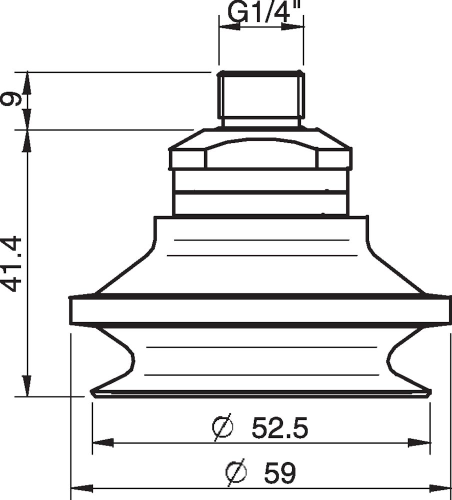 Piab Suction cup B50-2 Silicone FCM with filter, G1/4 male, with mesh filter
