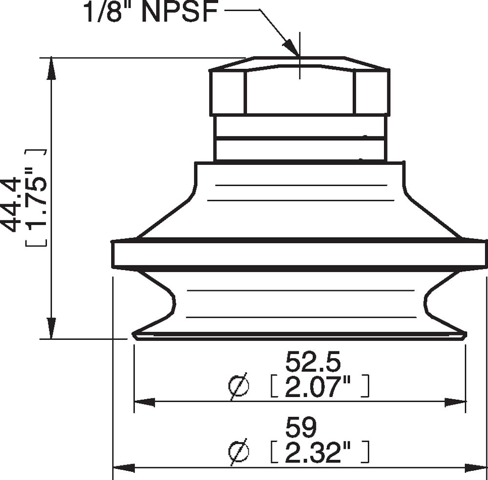 Piab Suction cup B50-2 Nitrile-PVC, 1/8 NPSF female
