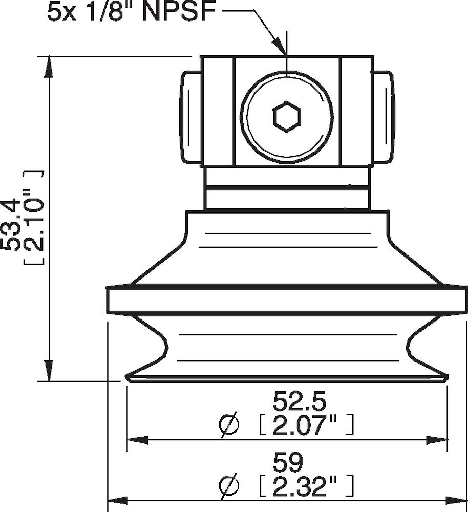 Piab Suction cup B50-2 Nitrile-PVC with filter, 5x1/8 NPSF female
