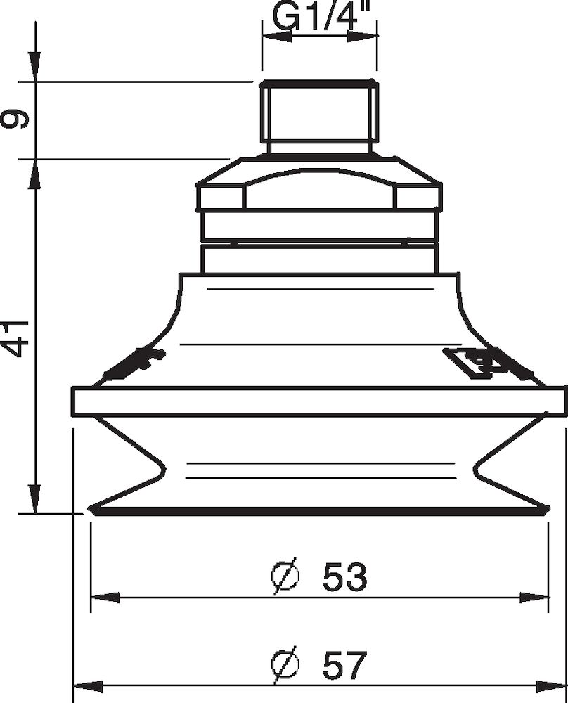 Piab Suction cup B50MF Thermoelastic polyurethane, G1/4 male, with mesh filter