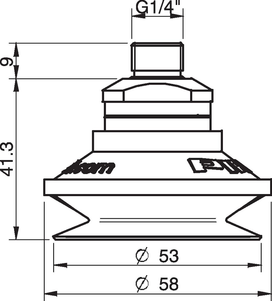 Piab Suction cup B50 Silicone, G1/4 male, with mesh filter