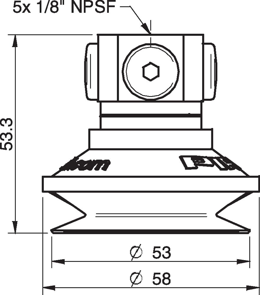 Piab Suction cup B50 Silicone, 5x1/8 NPSF female