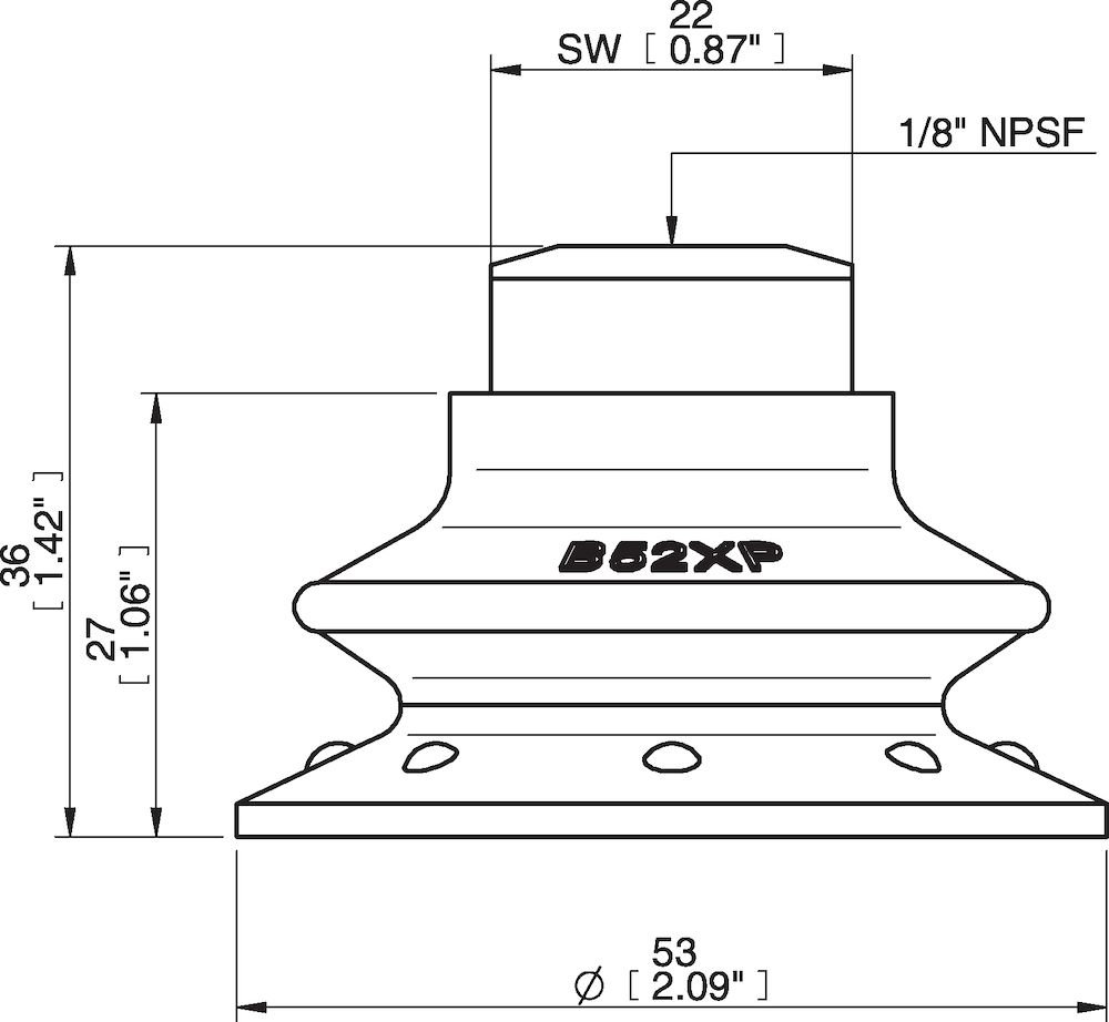Piab Suction cup B52XP Polyurethane 60, 1/8 NPSF female, with mesh filter