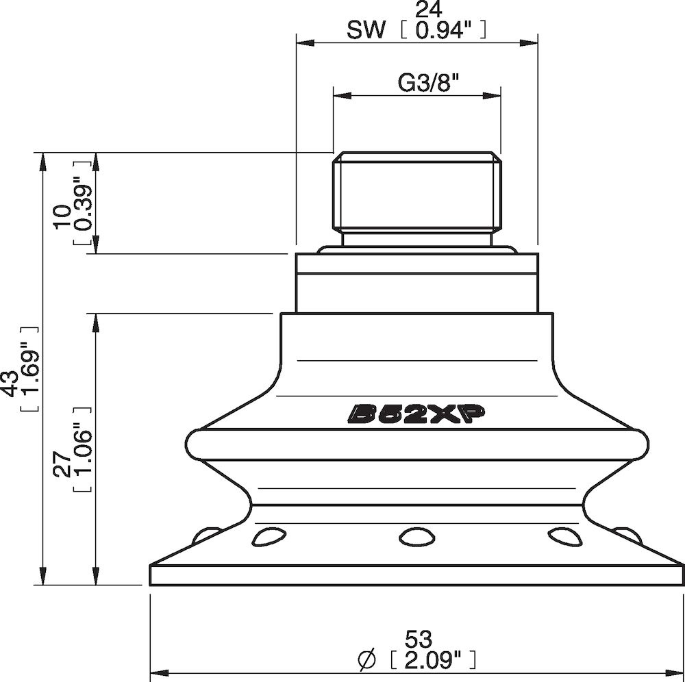 Piab Suction cup B52XP Polyurethane 30/60, G3/8  male with mesh filter