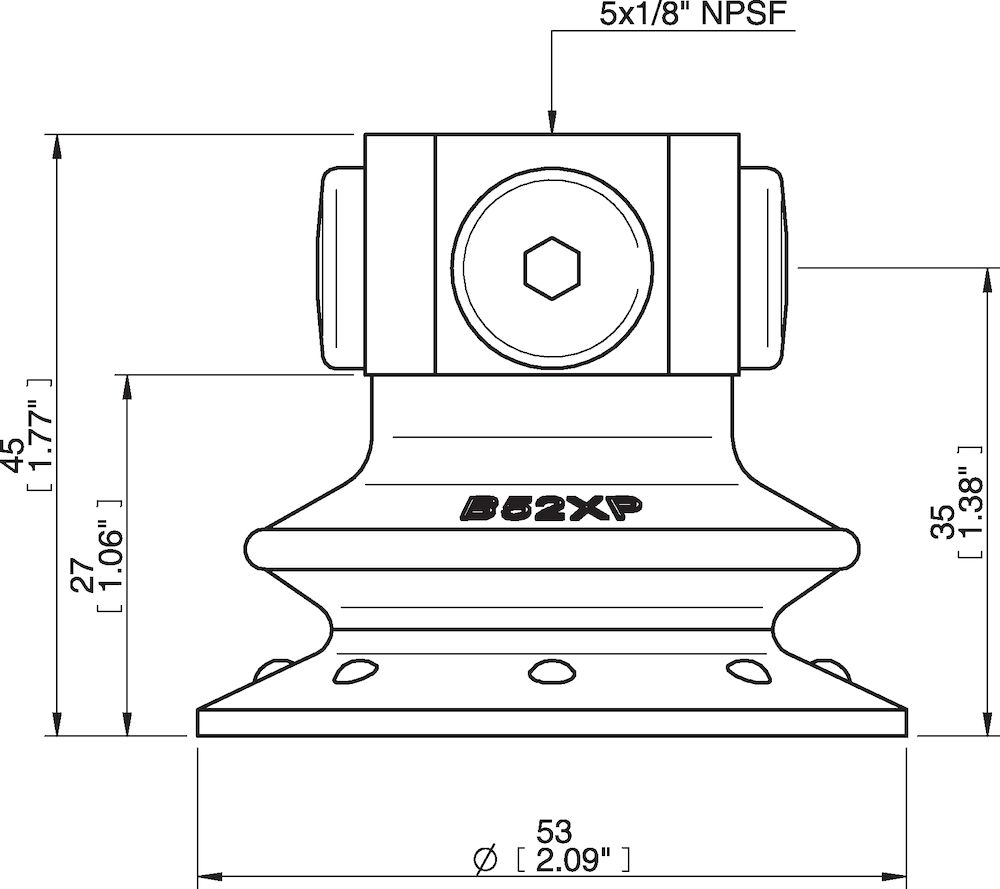 Piab Suction cup B52XP Polyurethane 30/60, 5x1/8 NPSF female