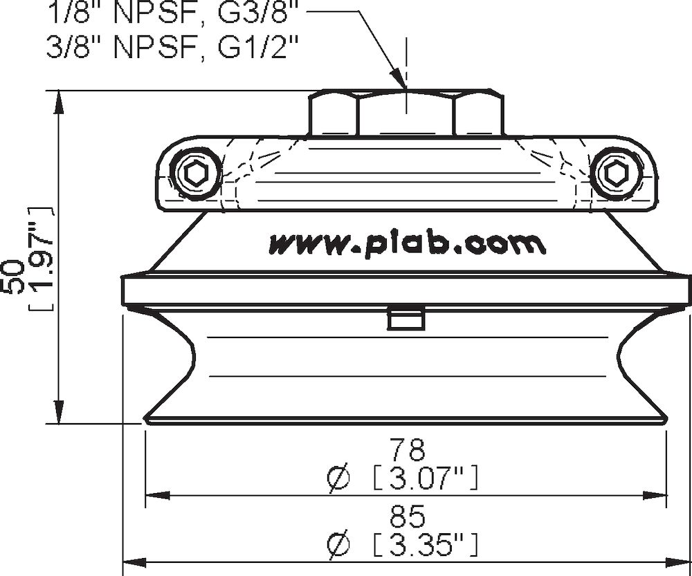 Piab Suction cup B75-2 Silicone with filter, 1/8 NPSF female, with mesh filter