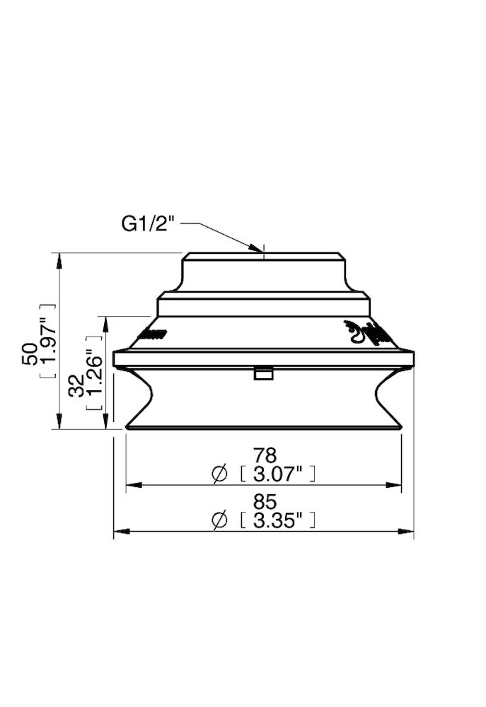 Piab Suction cup B75-2 Silicone, G1/2 female Al, with mesh filter